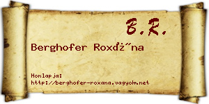 Berghofer Roxána névjegykártya